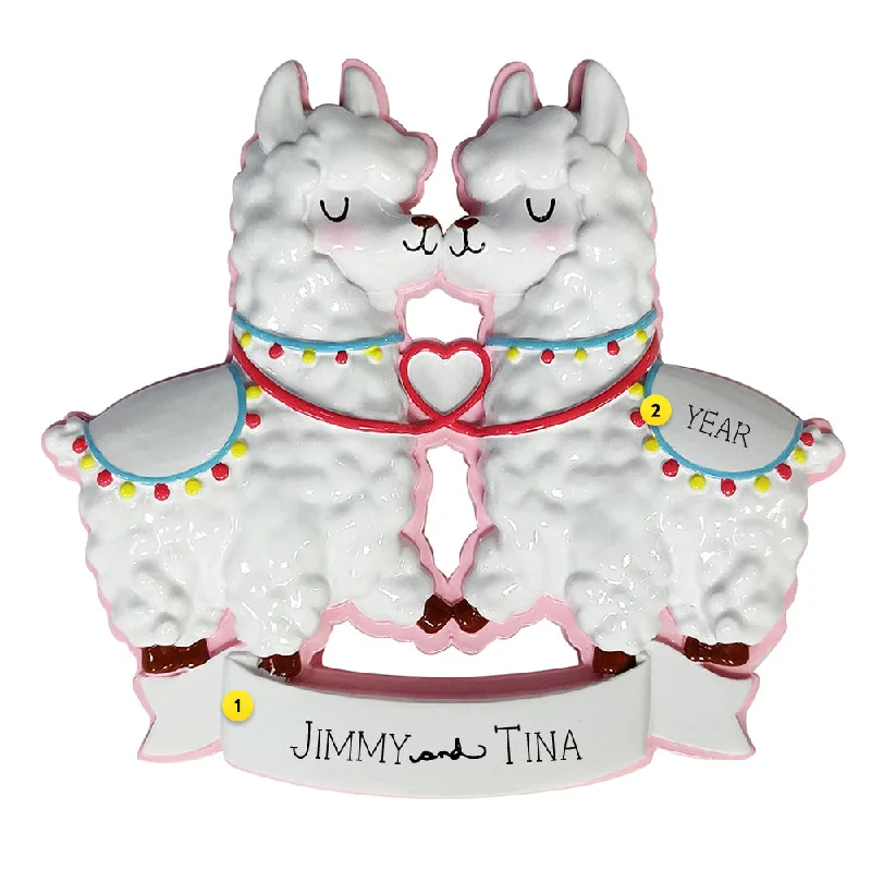 Personalized Heart Llama Couple Ornament