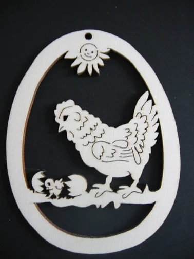 Hen with Chick Wood Ornament by Wandera GmbH