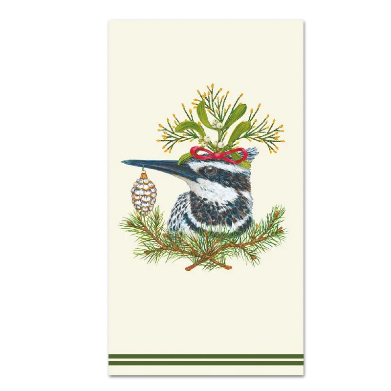 Holiday Kingfisher Bird Paper Guest Towels by Vicki Sawyer