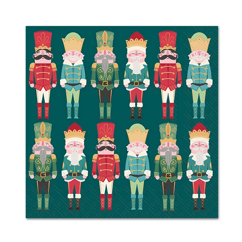 Holiday Nutcrackers Evergreen Paper Beverage Napkins