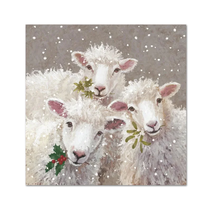 Holiday Sheep Paper Beverage Napkins