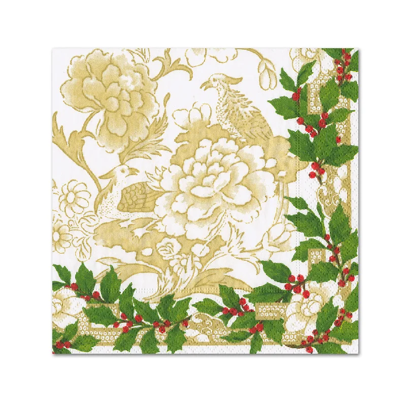 Holly Ceramic Ivory Paper Beverage Napkins