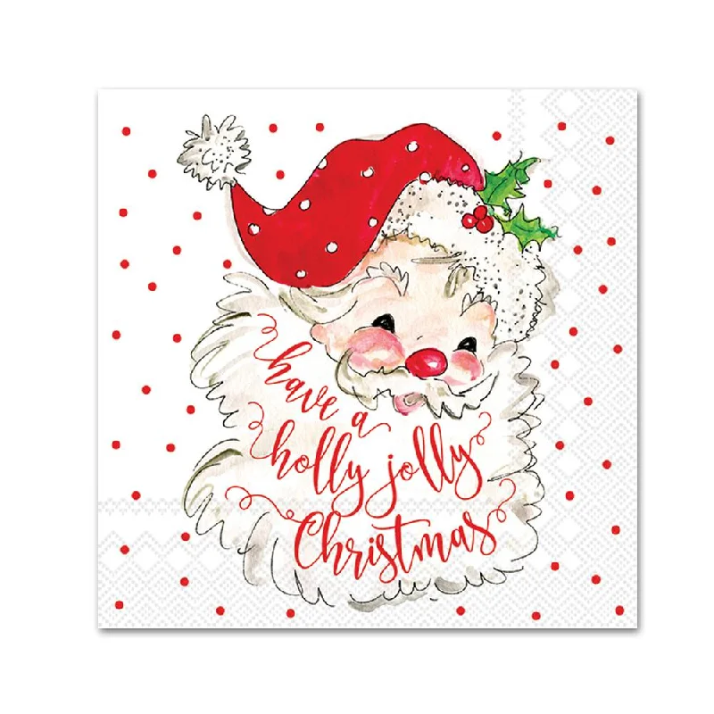 Holly Jolly Santa Paper Napkins - Beverage