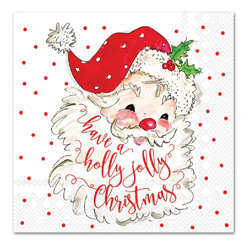 Holly Jolly Santa Paper Napkins - Luncheon