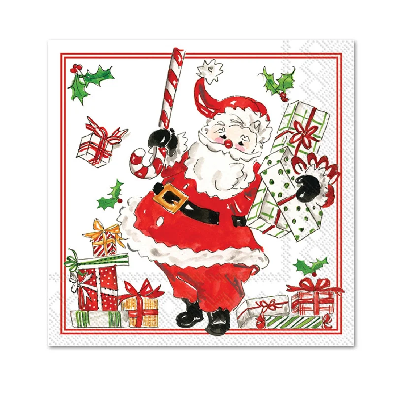 Holly Jolly Santas Paper Beverage Napkins