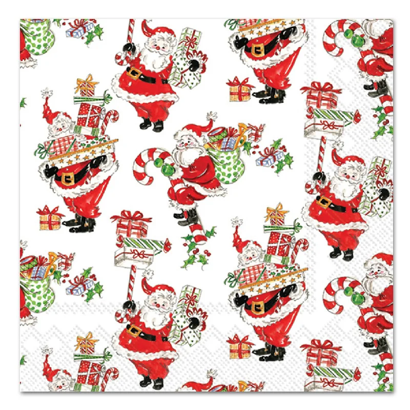 Holly Jolly Santas Paper Luncheon Napkins