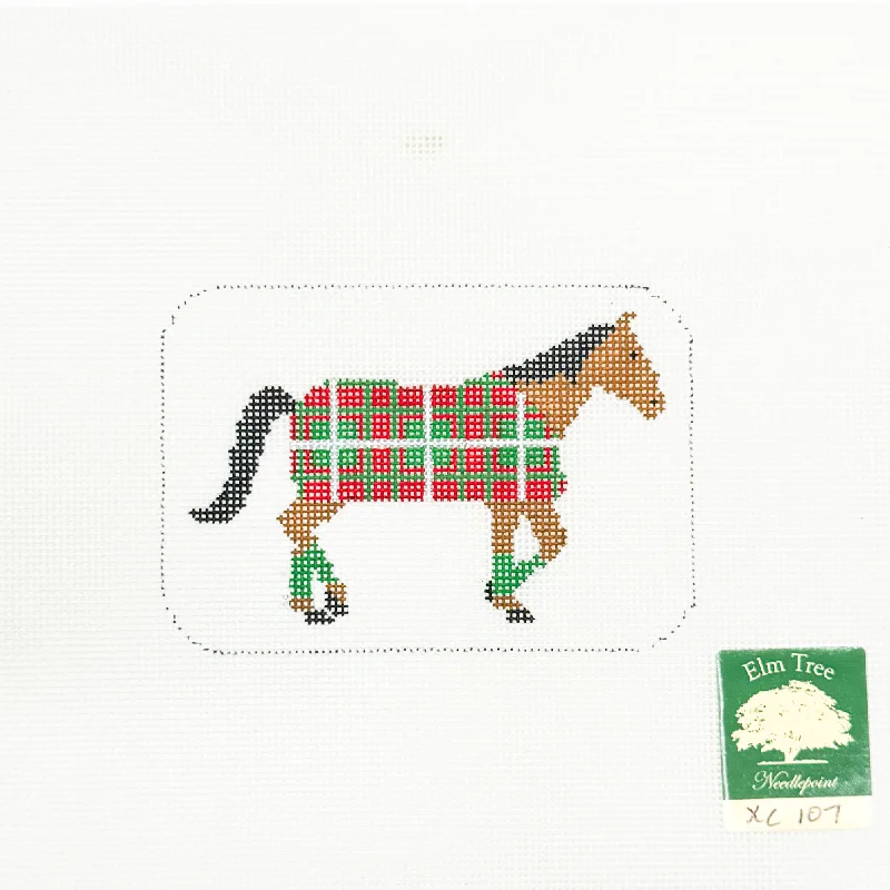 Horse in a Christmas Blanket