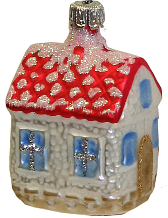 House, Small with Windows and Red Roof Ornament by Old German Christmas