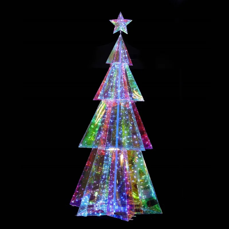 Prismatic Iridescent Hexagonal Layered Traditional Christmas Tree, 47.3"