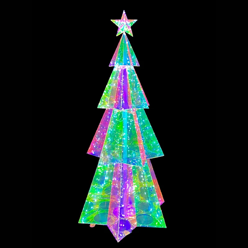 Prismatic Iridescent Layered Traditional Christmas Tree, 70"