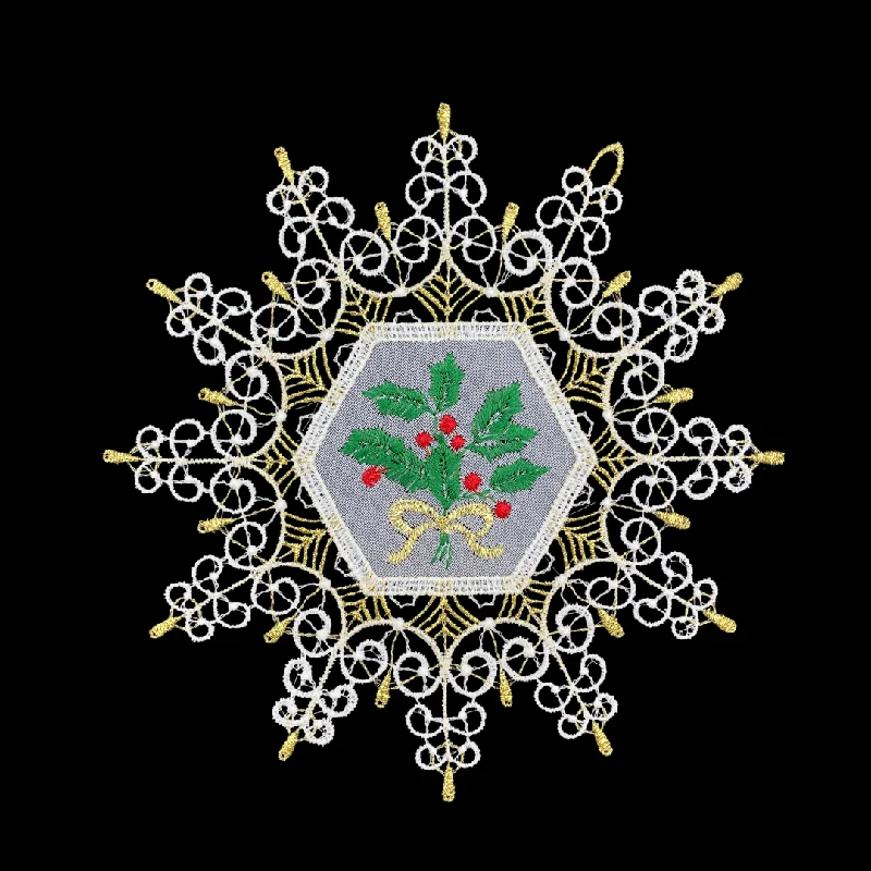 Lace Holly in Snowflake Large Lace Ornament by StiVoTex Vogel