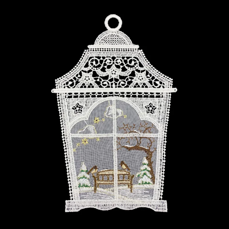 Lantern with Bench Lace Window Hanging by StiVoTex Vogel