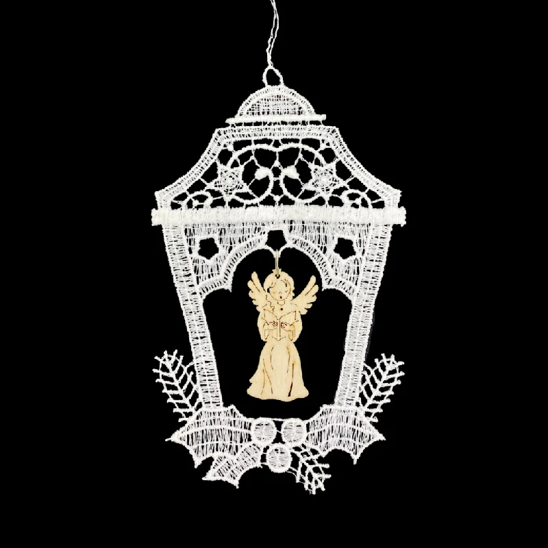 Lace Lantern with Wood Angel and Book Ornament by StiVoTex Vogel