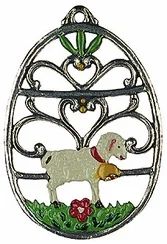 Lamb in Egg Pewter Ornament by Kuehn Pewter