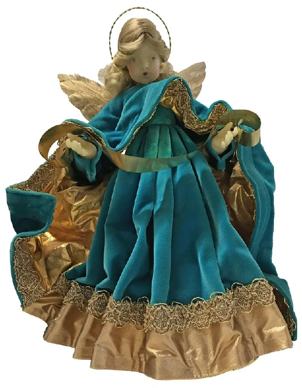 Large Angel in Turquoise Velvet Dress by Lenore Leidel in Iffeldorf