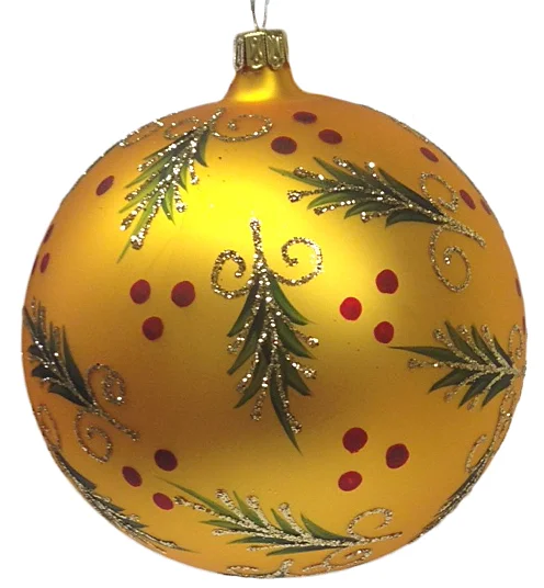 Large, Gold Holly Ball Ornament by Old German Christmas