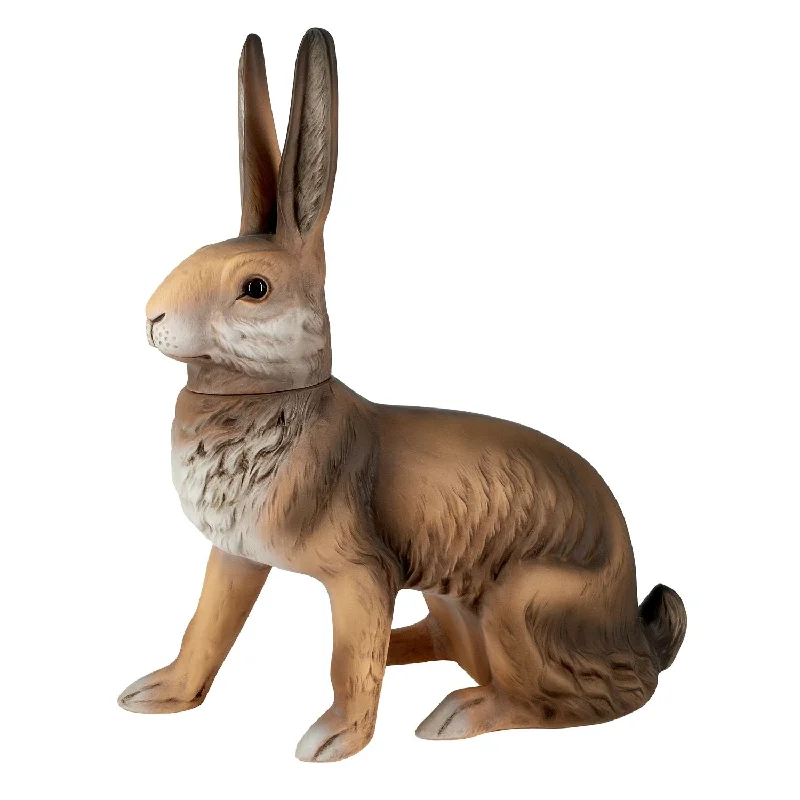 Large Brown Sitting Rabbit Paper Mache Candy Container by Marolin Manufaktur