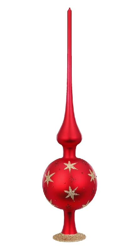 Sparkling Sky Tree Topper, red matte, 33cm by Inge Glas of Germany