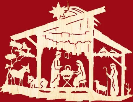 Window or Wall Hanging with Nativity in Stable  by Taulin