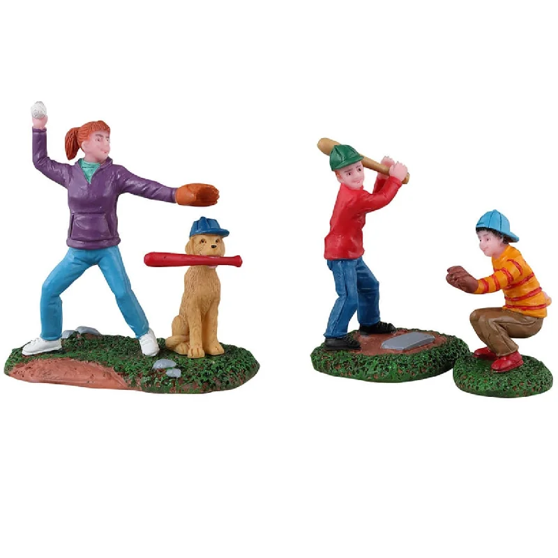 Lemax General Collectible Figurines: Baseball Practice, Set of 3 #32206