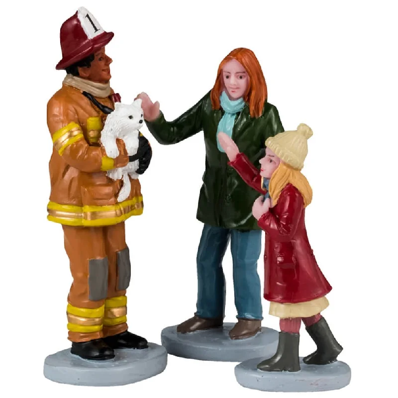 NEW 2024 Lemax General Collectible Figurines: Fireman to the Rescue, Set of 3 #42325