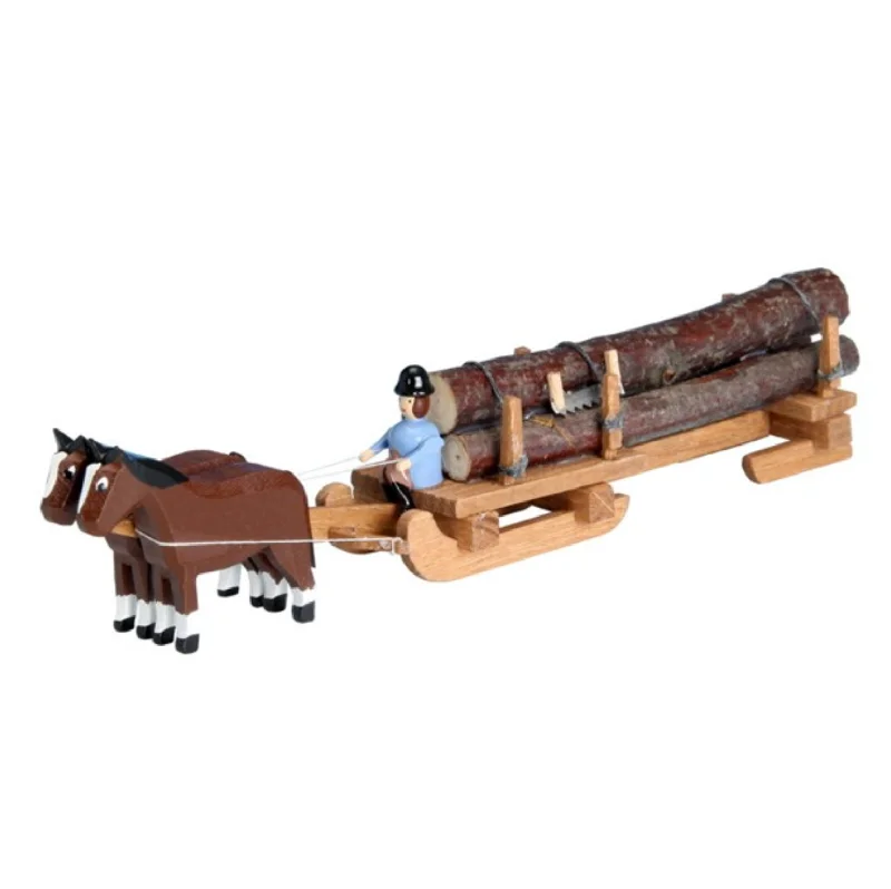 Miniature Horse-Drawn Logging Sleigh by Holzwarenfabrikation Joachim Hoyer in Kurort Seiffen