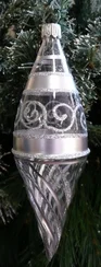 Long Crystal Silver Drop Ornament by Old German Christmas