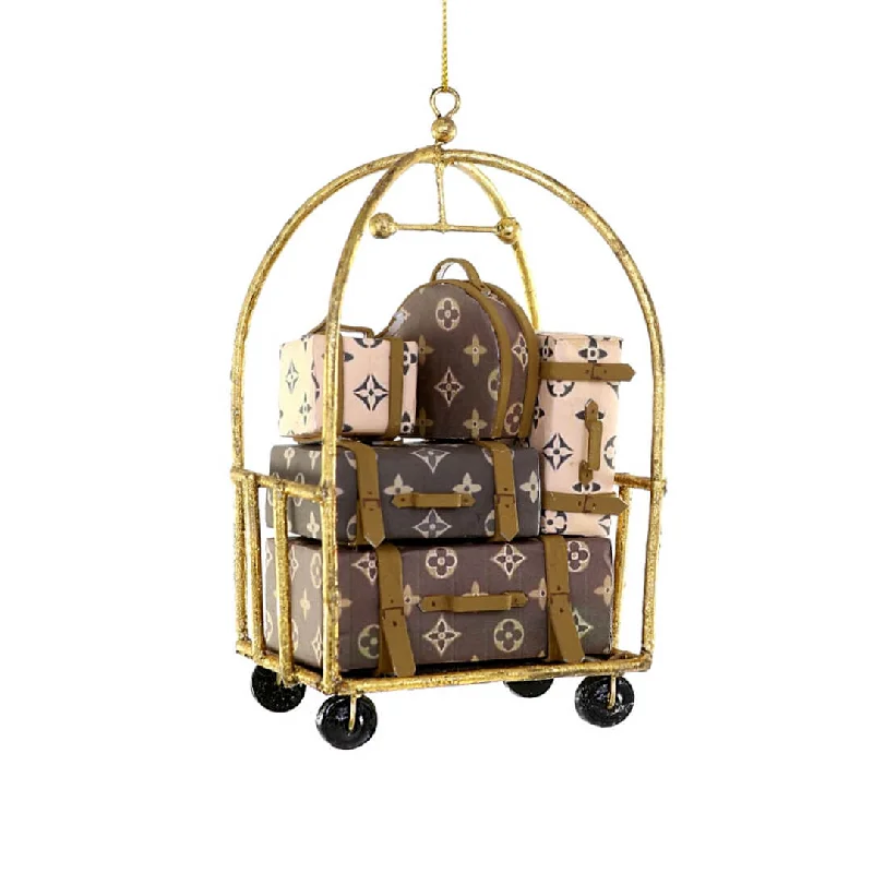 Luxury Hotel Luggage Bell Cart Ornament 5"