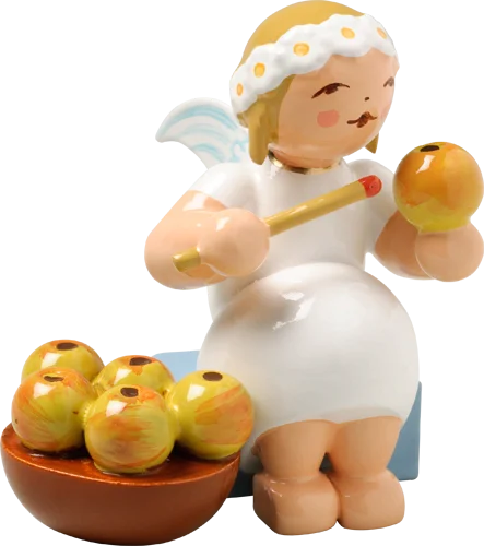 Marguerite  Angel with Basket of Apples Wooden Figurine by Wendt und Kuhn