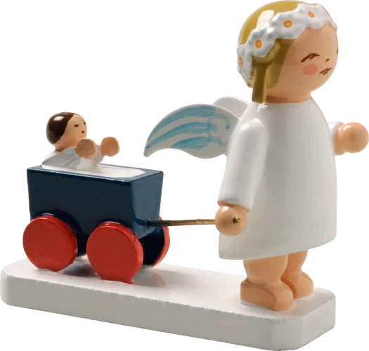 Marguerite Angel with Carriage Wooden Figurine by Wendt und Kuhn