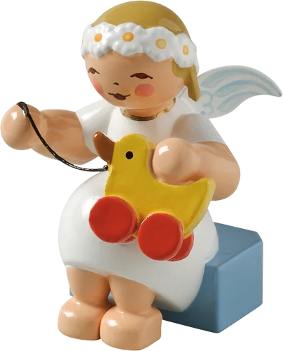 Marguerite Angel with Duck Toy Wooden Figurine by Wendt und Kuhn