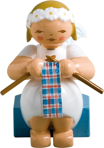 Marguerite Angel with Knitting Wooden Figurine by Wendt und Kuhn