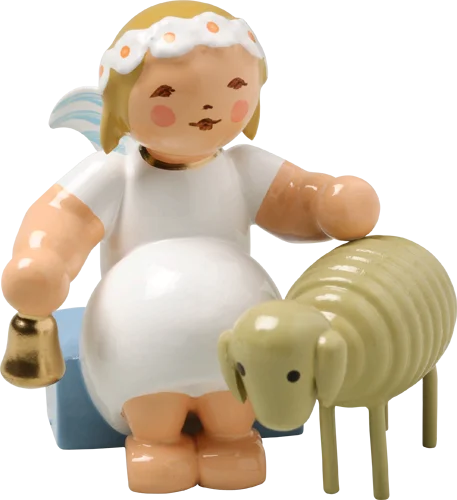 Marguerite Angel with Little Lamb Wooden Figurine by Wendt und Kuhn