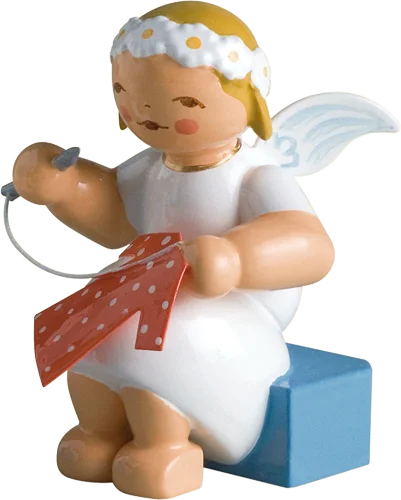 Marguerite Angel with Needle and Thread Wooden Figurine by Wendt und Kuhn