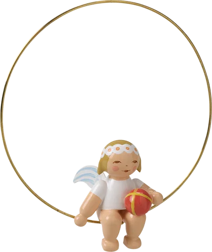 Marguerite Angel on Ring with Ball Wooden Ornament by Wendt und Kuhn