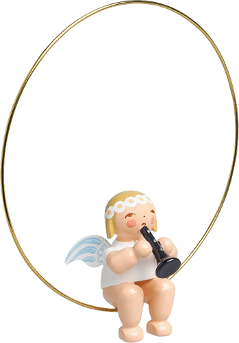 Marguerite Angel on Ring with Clarinet Wooden Ornament by Wendt und Kuhn