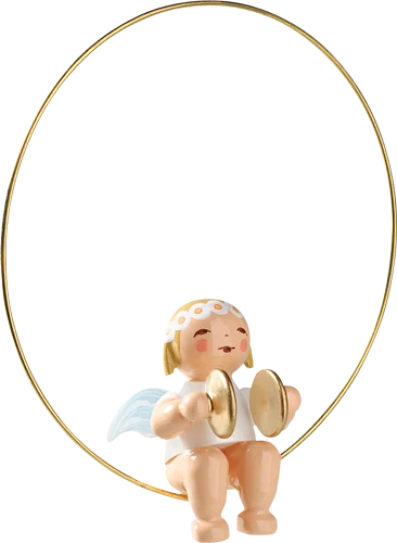 Marguerite Angel on Ring with Cymbals Wooden Ornament by Wendt und Kuhn