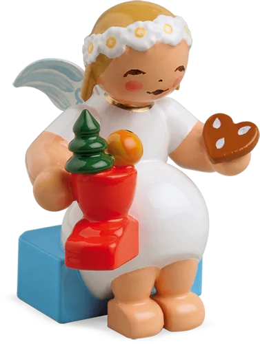 Marguerite Angel with Santa's Boot Wooden Figurine by Wendt und Kuhn