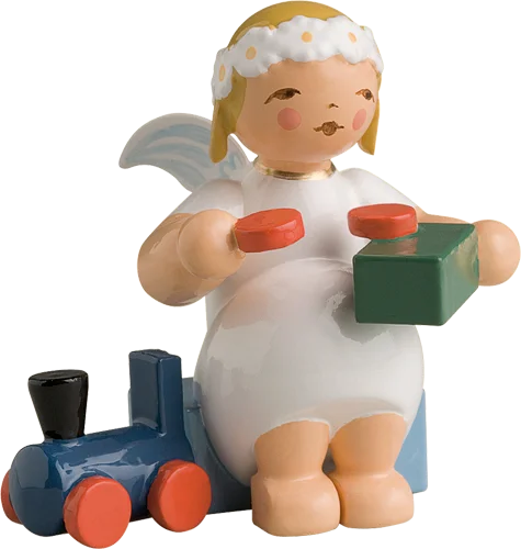 Marguerite Angel with Train Wooden Figurine by Wendt und Kuhn