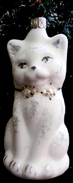 Matte White Cat Ornament by Old German Christmas