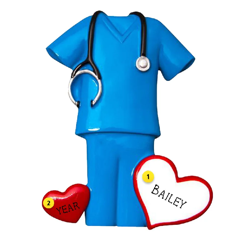 Personalized Medical/Nurse Scrubs Ornament - Blue