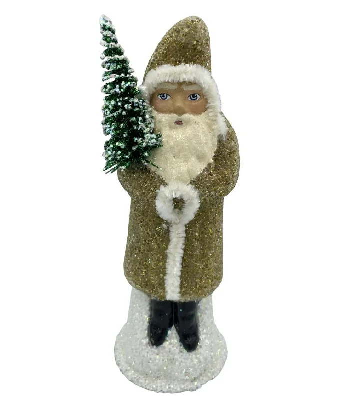 Medium Gold Beaded Santa by Ino Schaller