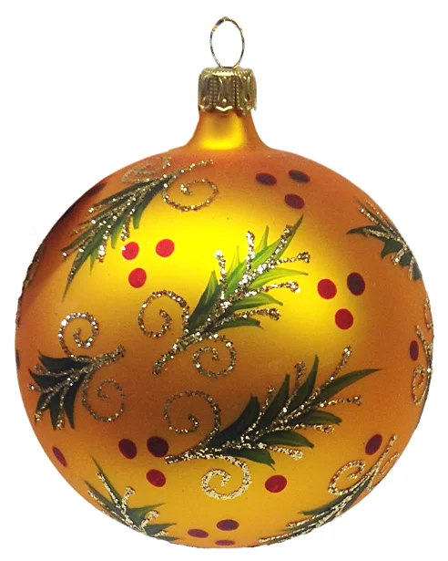 Medium Gold Holly Ball Ornament by Old German Christmas