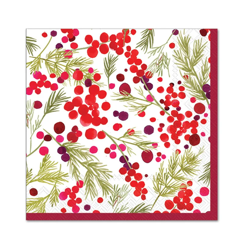 Merry Berries Holiday Paper Beverage Napkins