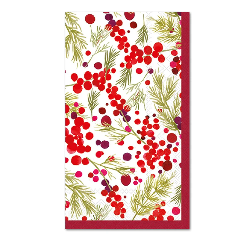 Merry Berries Holiday Paper Guest Towels - Buffet Napkins