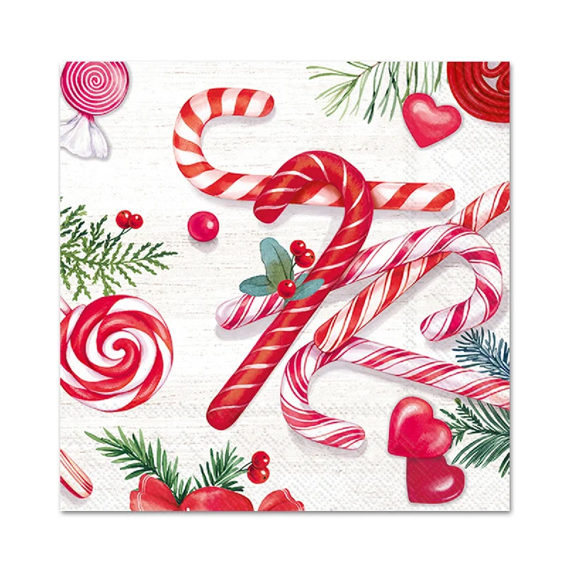 Merry Candy Canes Paper Beverage Napkins