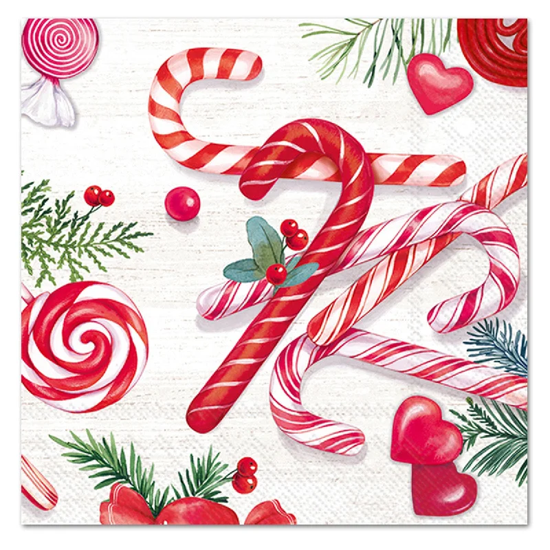 Merry Candy Canes Paper Luncheon Napkins