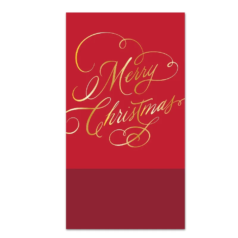 Merry Christmas Classic Script Gold Foil Paper Guest Towels