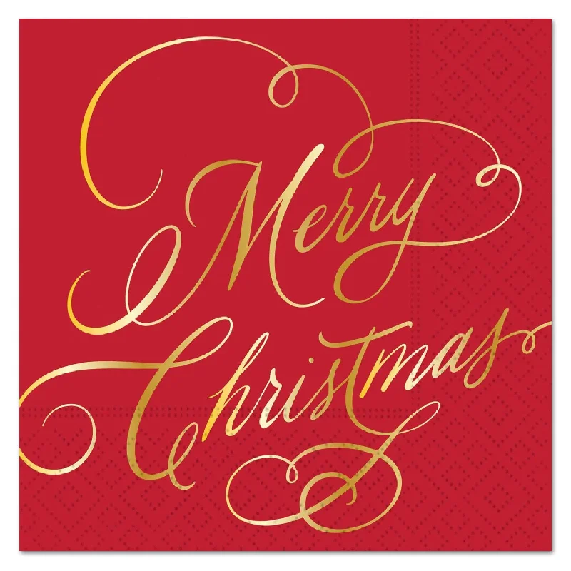 Merry Christmas Classic Script Foil Paper Luncheon Napkins