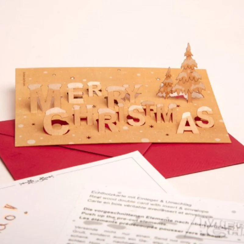 Merry Christmas Wood Card by Formes-Berlin